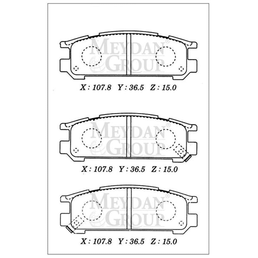 SUBARU IMPREZA- 93/96; ARKA FREN BALATASI (DİSK) (107,8X36,5X15) (DAIWA)