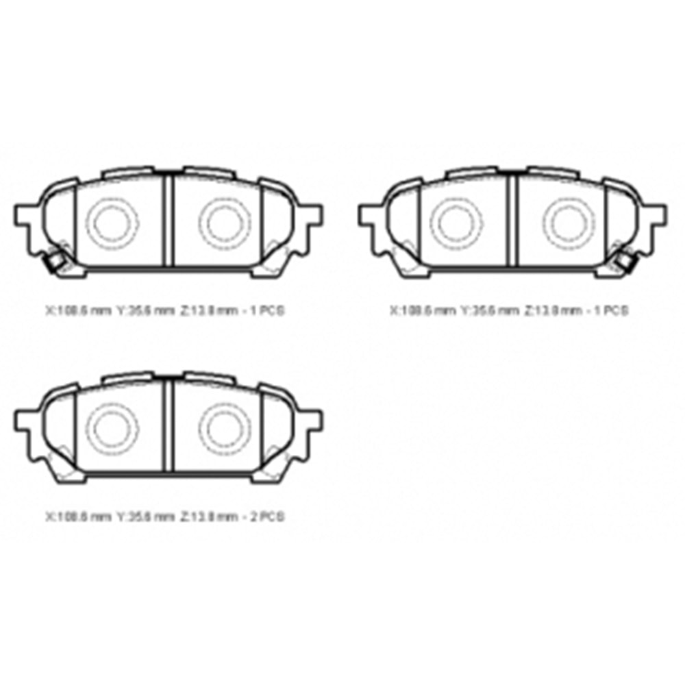 SUBARU FORESTER- 06/07; ARKA FREN BALATASI 2,0/2,5 AWD (DİSK) (108,6X35,6X13,8) (DAIWA)