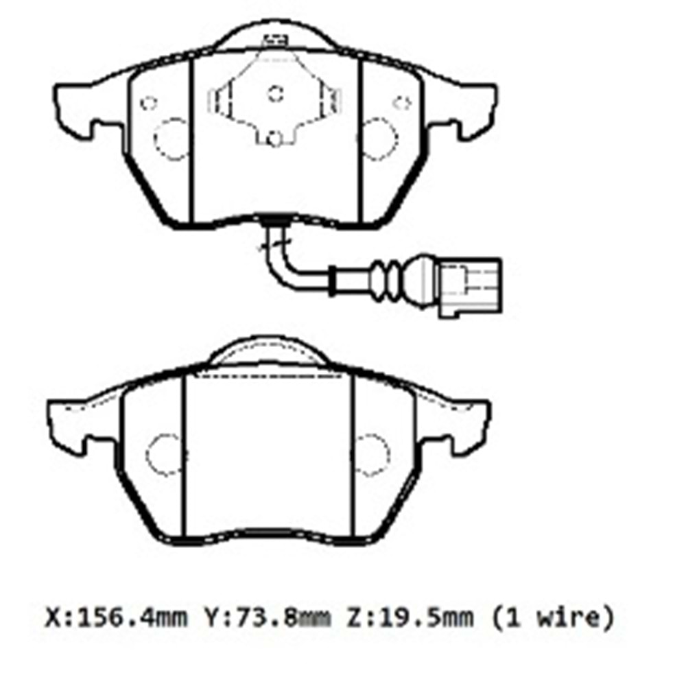 VOLKSWAGEN GOLF- 5- 04/09; ÖN FREN BALATASI 1,4FSI/1,8GTI (1KABLOLU)(DİSK)(156,4X73,8X19,5)(BRAMAX)