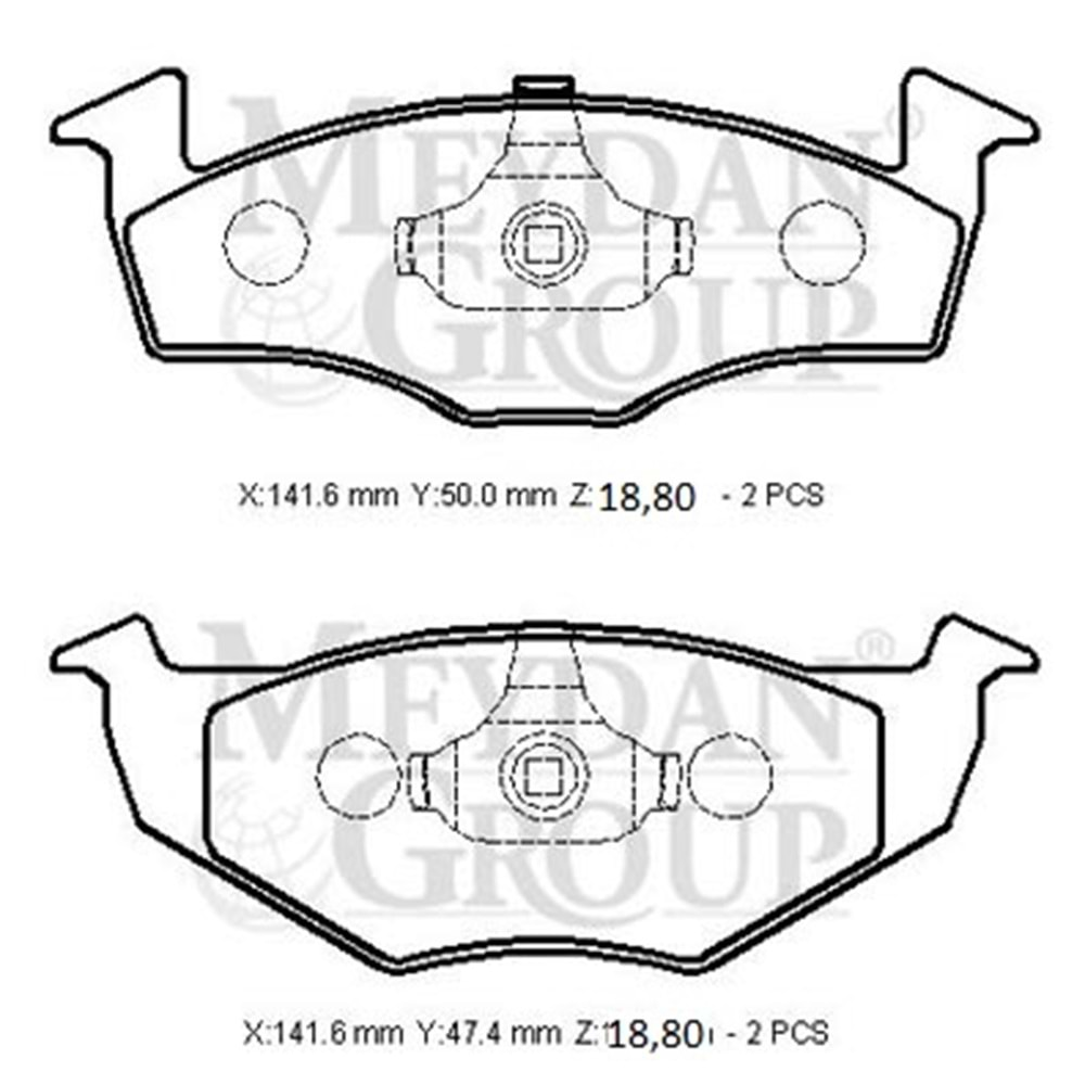 VOLKSWAGEN POLO- CLASSIC- 96/01; ÖN FREN BALATASI (DİSK) (141,6X50X18,80/141,6X47,4X18,80) (BRAMAX)