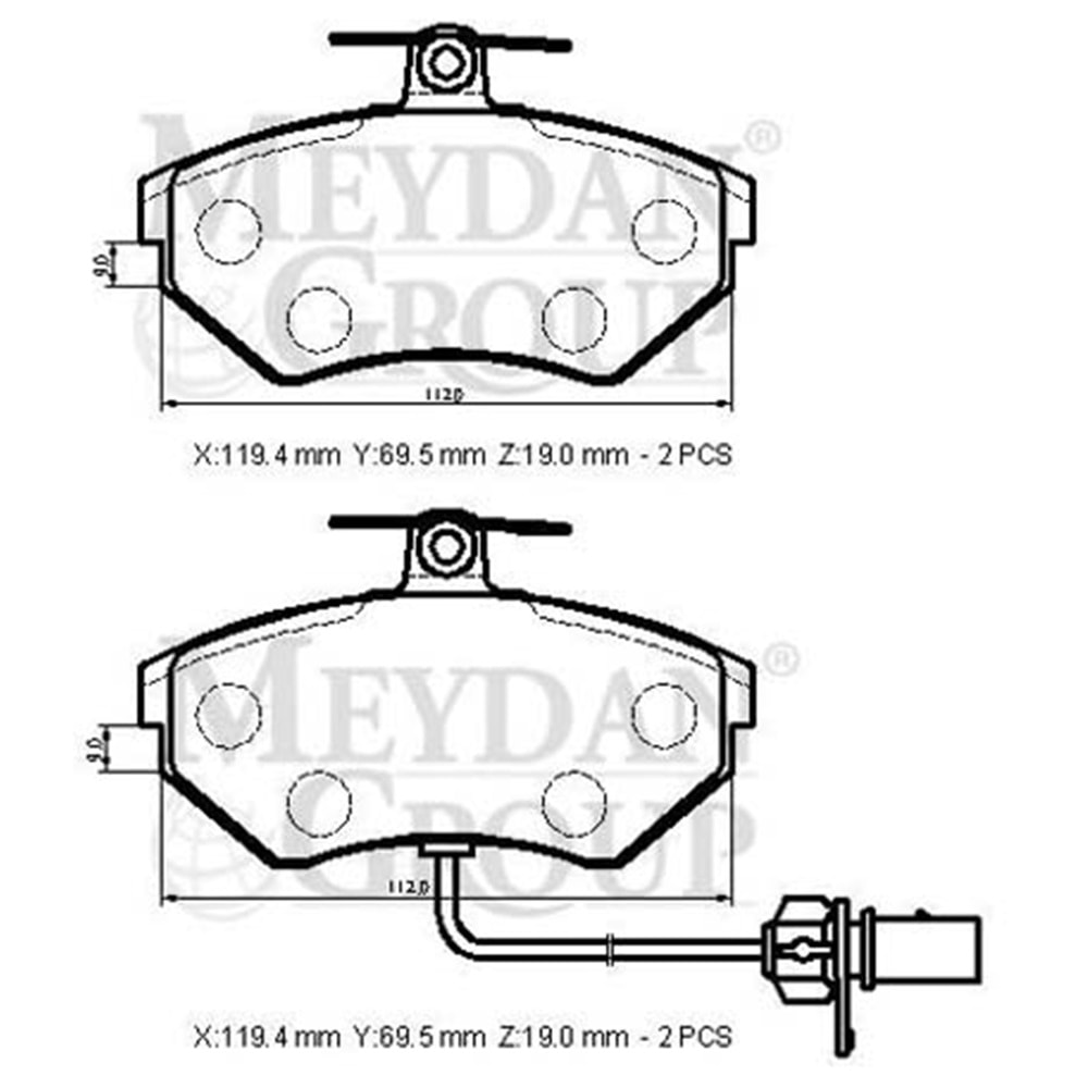 VOLKSWAGEN PASSAT- B5- 01/05; ÖN FREN BALATASI 1,6/1,8/1,9TDI(2KABLOLU)(DİSK)(119,4X69,5X19)(BRAMAX)