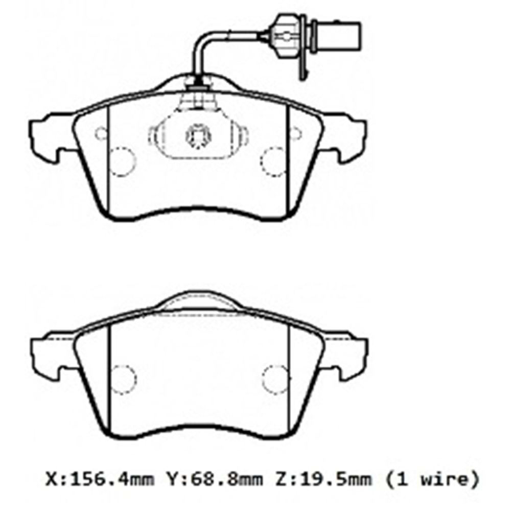 VOLKSWAGEN TRANSPORTER- T4- 96/01; ÖN FREN BALATASI 1,9/2,4/2.5(KABLOLU)DİSK)156,4X68,8X19,90)BRAMAX