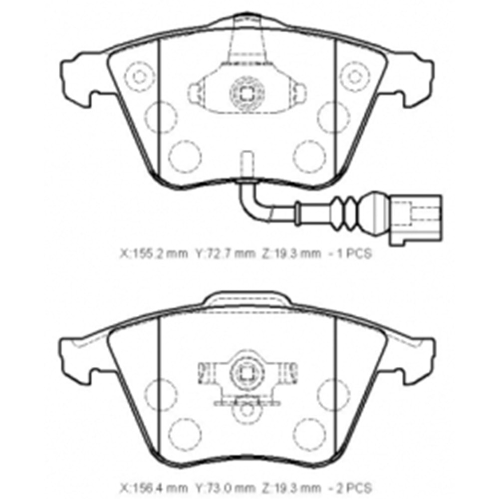 AUDI A3- 09/12; ÖN FREN BALATASI 1,2TSI/2,0TDI(1KABLOLU)DİSK)155,2X72,7X19,3/15;6,4X73X19,3)(BRAMAX)