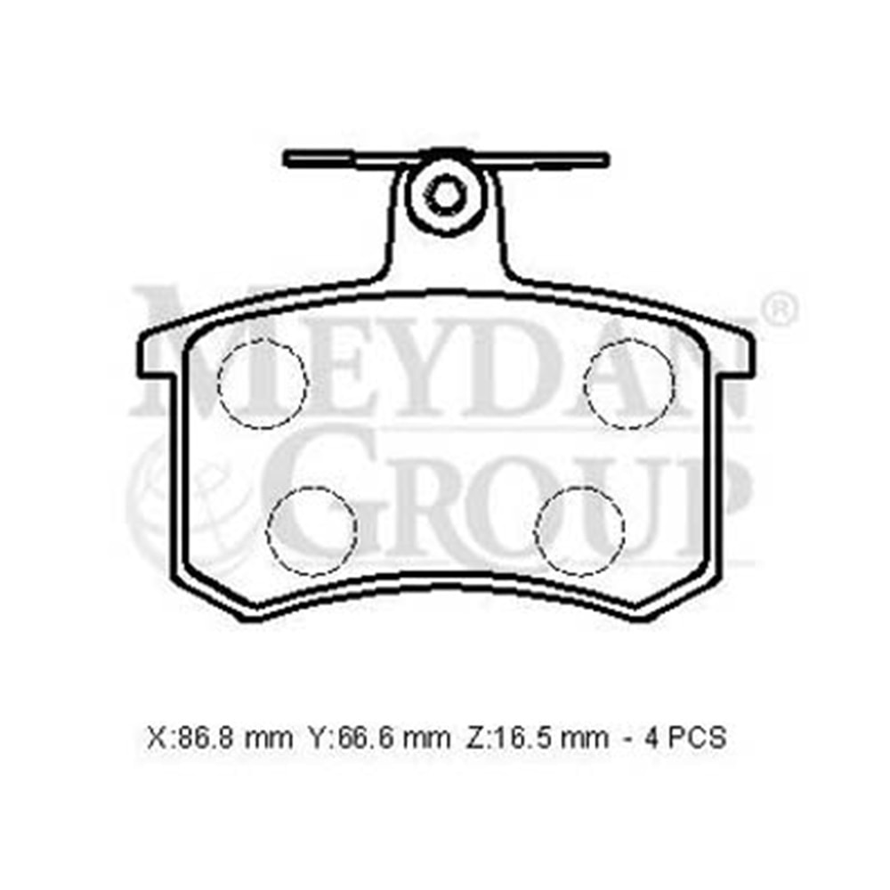 AUDI A4- 95/99; ARKA FREN BALATASI 1,8/1,9/2,0/2,3/2,4/2,6 (KABLOSUZ)(DİSK) (86,8X66,6X16,5)(BRAMAX)