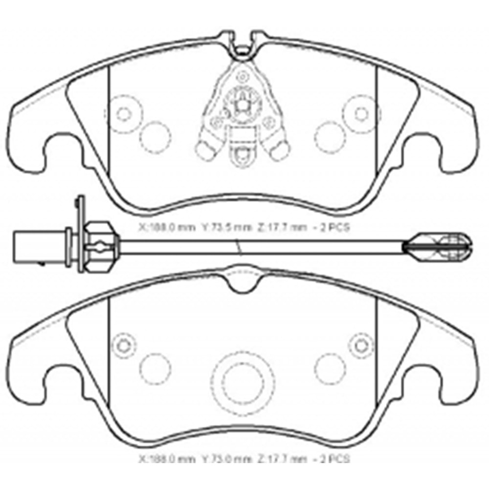 AUDI A4- 13/15; ÖN FREN BALATASI 1,8/1,8TSFI/2,0TDI(1KABLOLU)DİSK)188X73.5X17.7/18;8X73X17.7)BRAMAX)