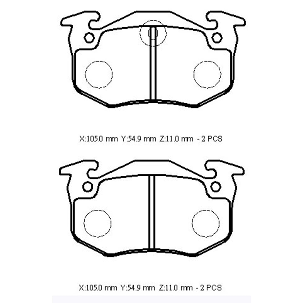 RENAULT CLIO- 1- HB- 91/98; ARKA FREN BALATASI (DİSK) (105X54,9X11) (BRAMAX)