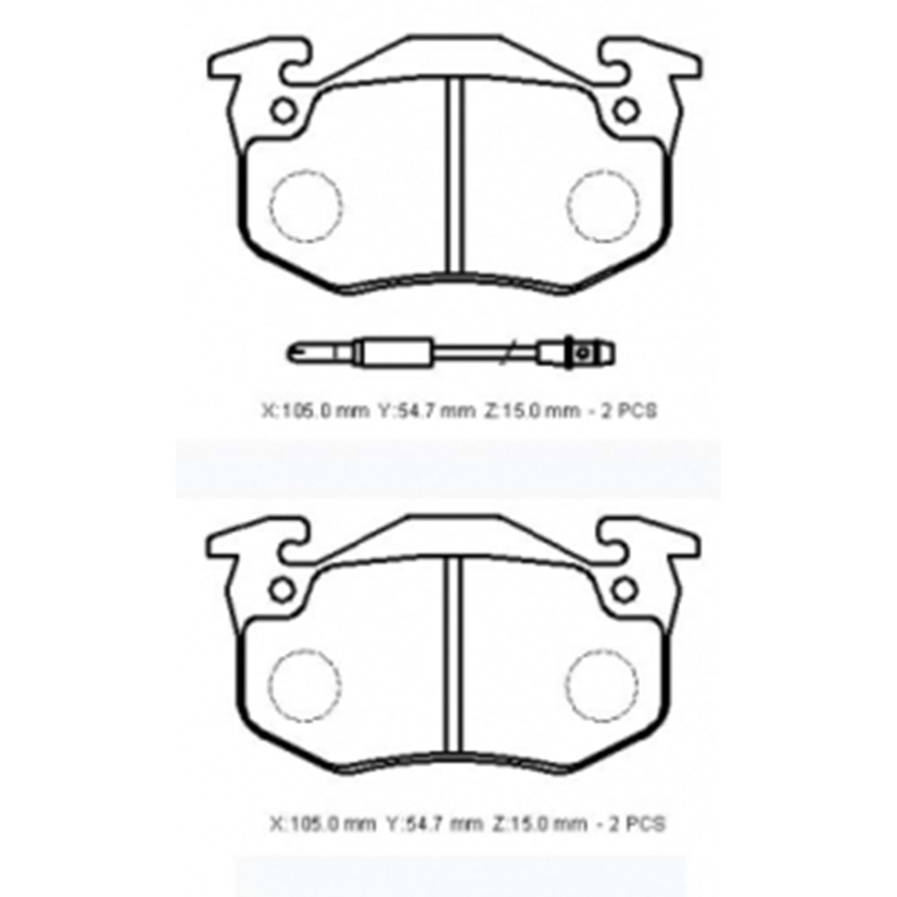 RENAULT TWINGO- 99/00; ÖN FREN BALATASI (2 KABLOLU)(DİSK)(105X54,7X15) (BRAMAX)