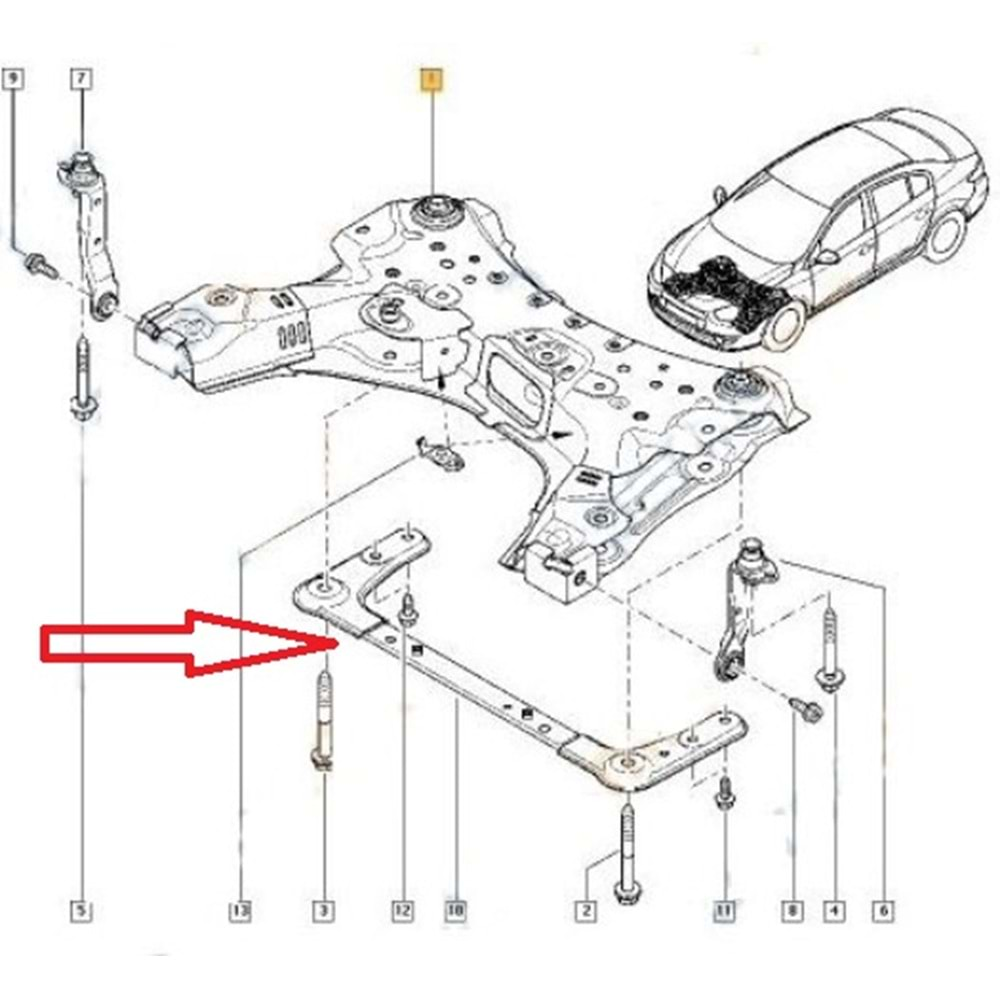 RENAULT SCENIC- 2- 03/09; MOTOR BEŞİĞİ ÖN TRAVERSİ (BEŞİK)