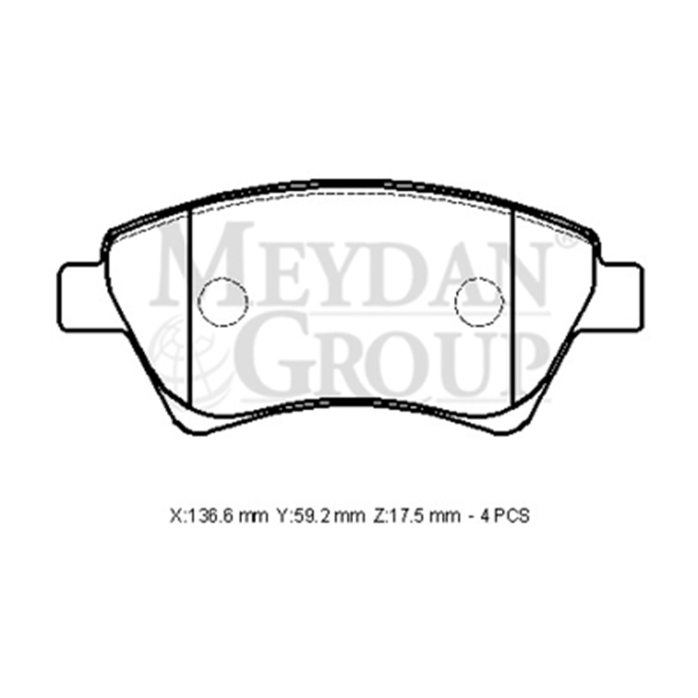 RENAULT SCENIC- 2- 03/07; ÖN FREN BALATASI (KABLOSUZ)(DİSK)(136,6X59,2X17,5)(FMK)