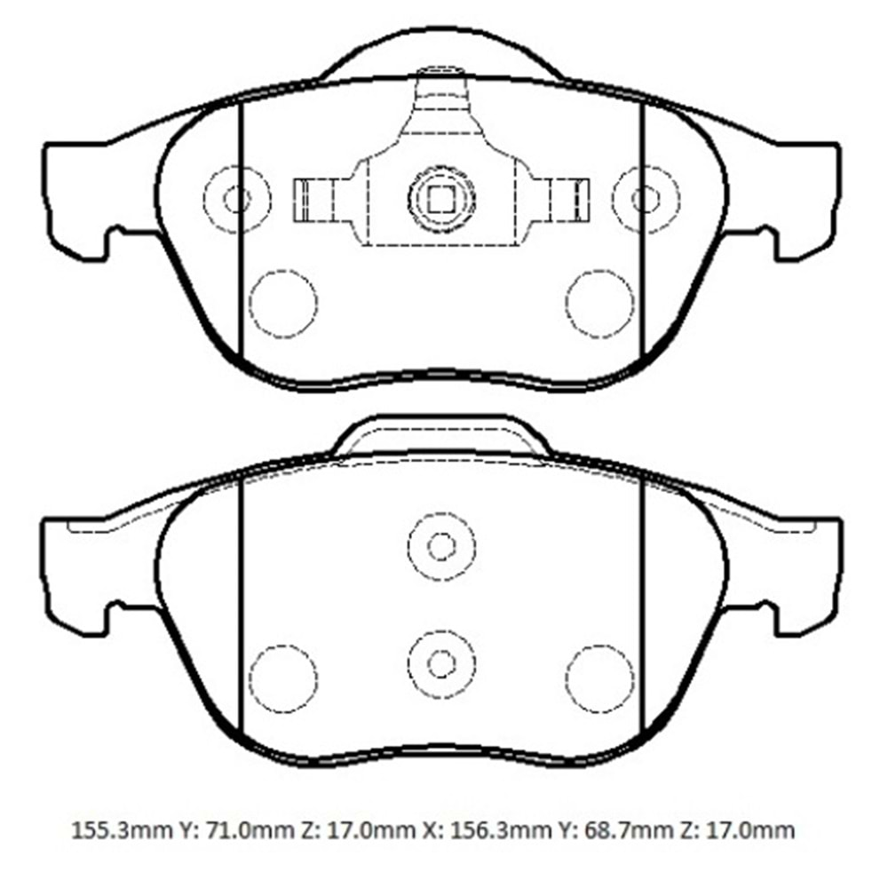 RENAULT LAGUNA- 02/05; ÖN FREN BALATASI (KABLOSUZ)(DİSK) (155,3X71X17/156,3X68,7X17) (FMK)