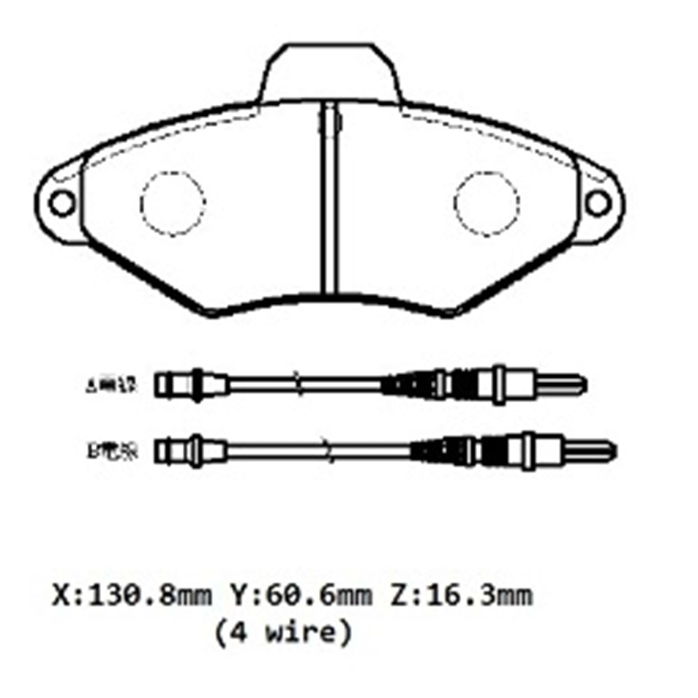 CITROEN XANTIA- 93/98; ÖN FREN BALATASI (4 KABLOLU) (DİSK)(130,8X60,6X16,3)(BRAMAX)