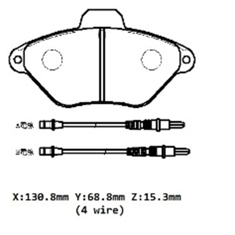 CITROEN XANTIA- 93/98; ÖN FREN BALATASI (4 KABLOLU) (DİSK)(130,8X68,8X15,3)(BRAMAX)