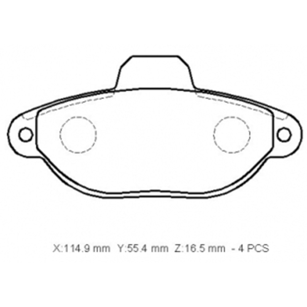 FIAT PANDA- 04/12; ÖN FREN BALATASI 1.2cc (KABLOSUZ)(DİSK) (114.9x55.4x16.5) (BRAMAX)