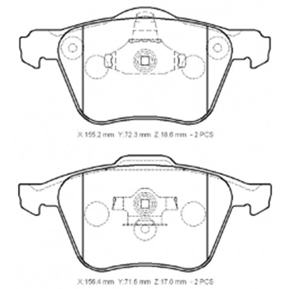 VOLVO XC90- 04/15; ÖN FREN BALATASI (KABLOSUZ)(DİSK)(155,2X72,3X18,6/15;6,4X71,6X17)(BRAMAX)