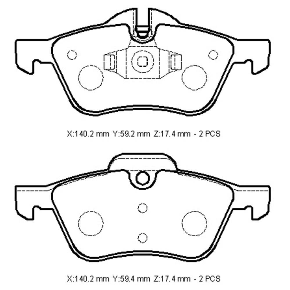 MINI COOPER- 02/07; ÖN FREN BALATASI (KABLOSUZ)(DİSK) (140,2X59,2X17,4/140,2X59,4X17,4) (BRAMAX)