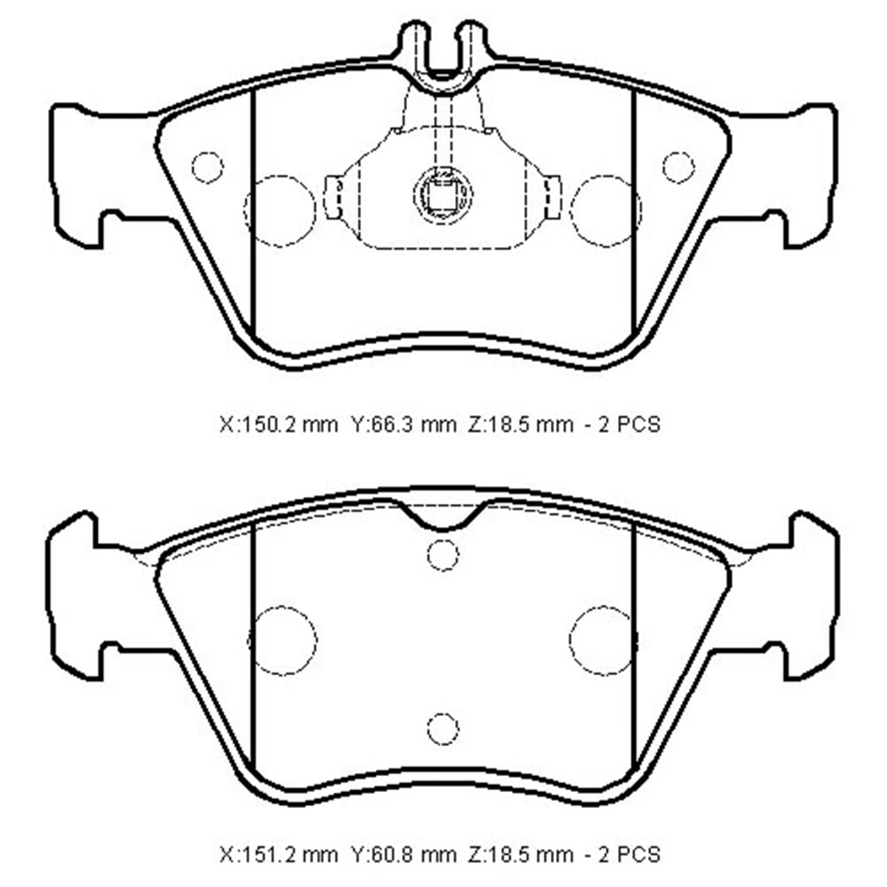 MERCEDES E CLASS- W210- 96/99; ÖN FREN BALATASI (KABLOSUZ)DİSK)150,2X66,3X18,5/151,2X60,8X18,5)BRAMA