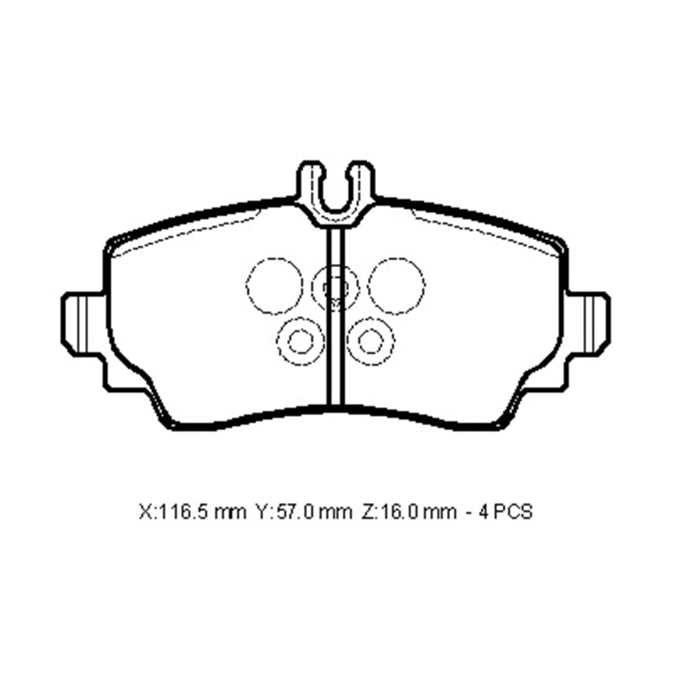 MERCEDES A CLASS- W168- 98/04; ÖN FREN BALATASI (KABLOSUZ)(DİSK)(116,43X57,55X16,85)(BRAMAX)