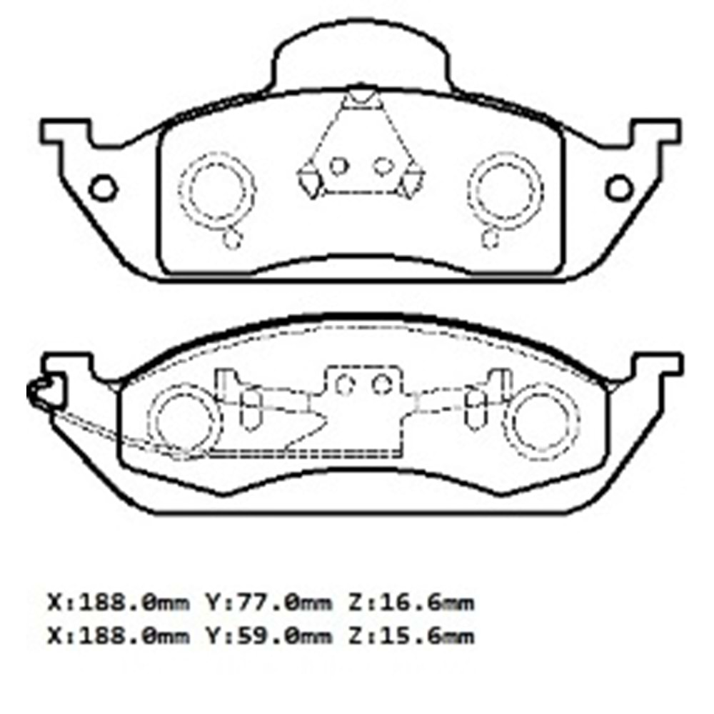 MERCEDES ML CLASS- W163- 98/05; ÖN FREN BALATASI (KABLOSUZ)(188X77X16,6/18;8X59X15.6)(BRAMAX)