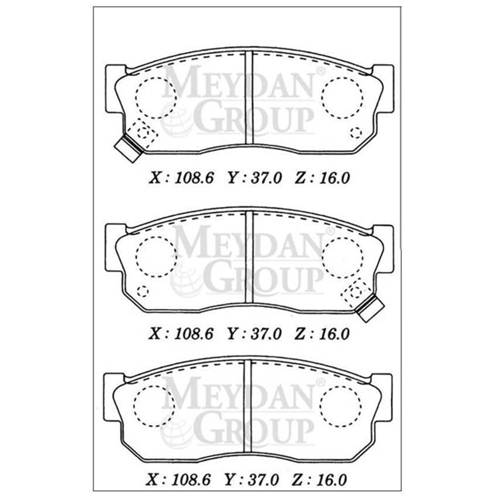 NISSAN SUNNY- B11 CD17- 84/88; ÖN FREN BALATASI DİZEL TİP (DİSK) (108,6X37X16) (DAIWA)