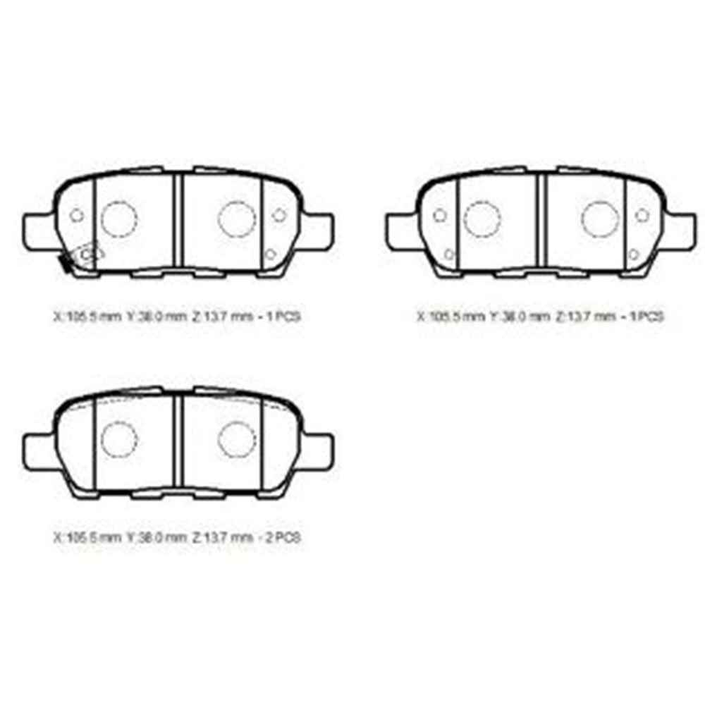 NISSAN QASHQAI- J10- 07/13; ARKA FREN BALATASI 1,5 (DİSK) (105.5X38X14) (5 KİŞİLİK) (DAIWA)