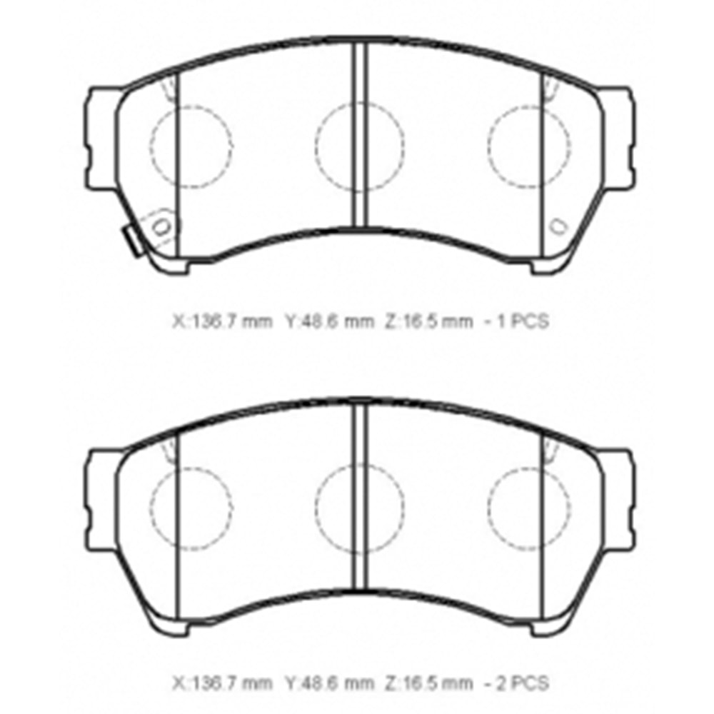 MAZDA 6- SD- 2006; ÖN FREN BALATASI (DİSK) (136.7X48.6X16.5)(DAIWA)