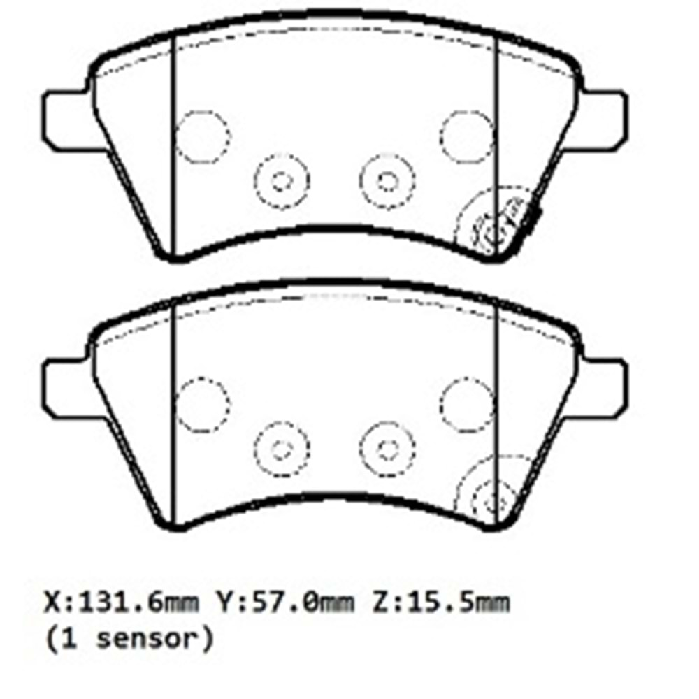 SUZUKI SX4- 07/13; ÖN FREN BALATASI 1,5/1,6/1,9/2,0 (KABLOSUZ)(DİSK) (131,6X57X15,5)(BRAMAX)