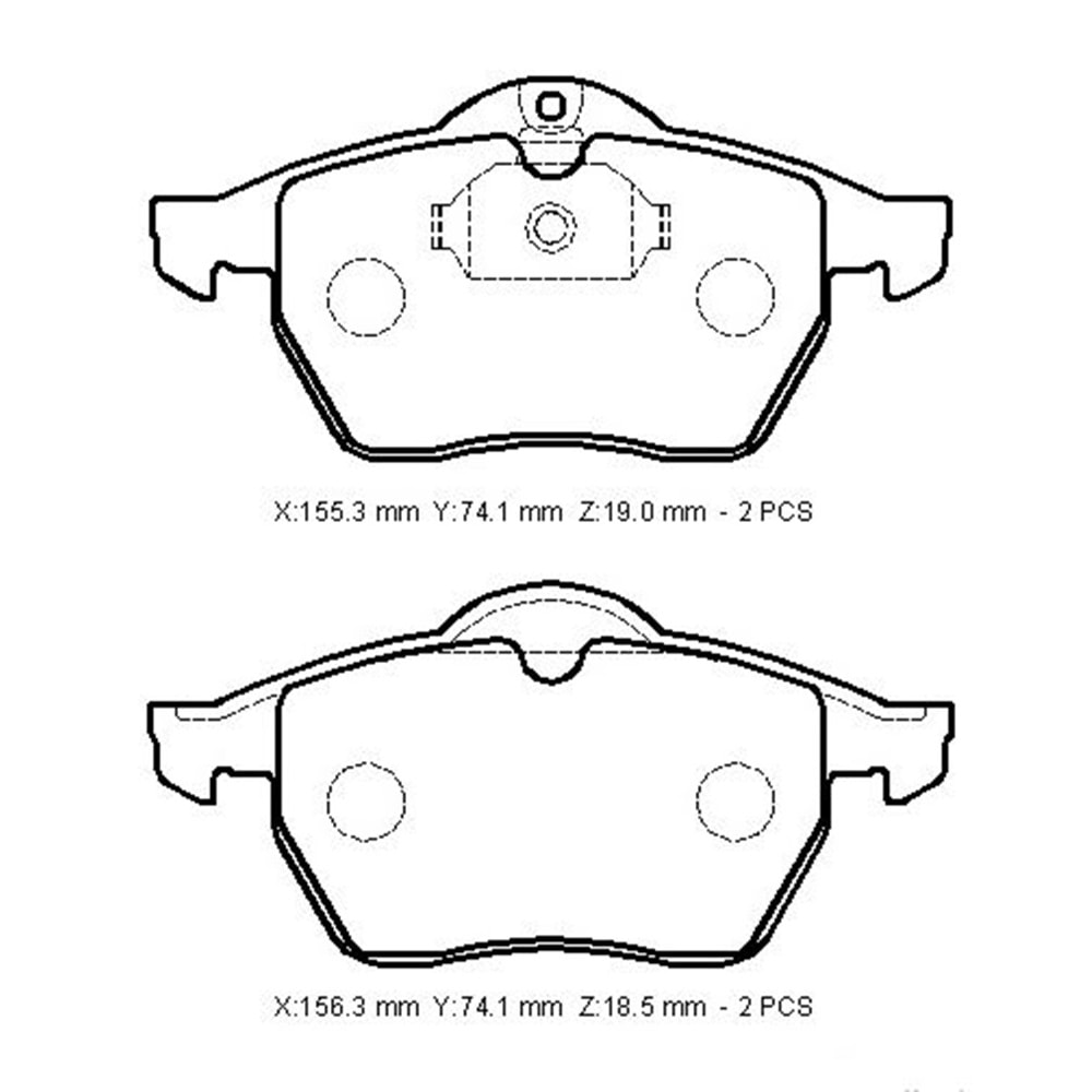 OPEL VECTRA- B- 96/99; ÖN FREN BALATASI (KABLOSUZ)(DİSK) (155,3X74,1X19/156,3X74,1X18,5) (BRAMAX)