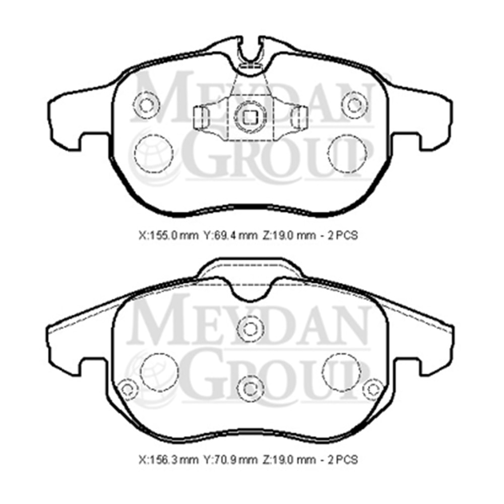 OPEL ASTRA- H- SD/HB- 04/14; ÖN FREN BALATASI 2,0 (KABLOSUZ)DİSK(155X69,4X19/15;6,3X70,9X19)(BRAMAX)