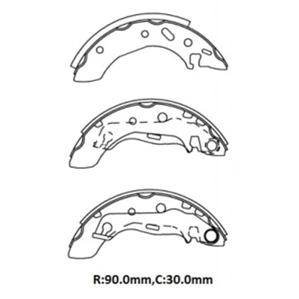 FORD FIESTA- 96/99; ARKA FREN PABUCU 1,25/1,3/1,4cc (90X30) (BRAMAX)