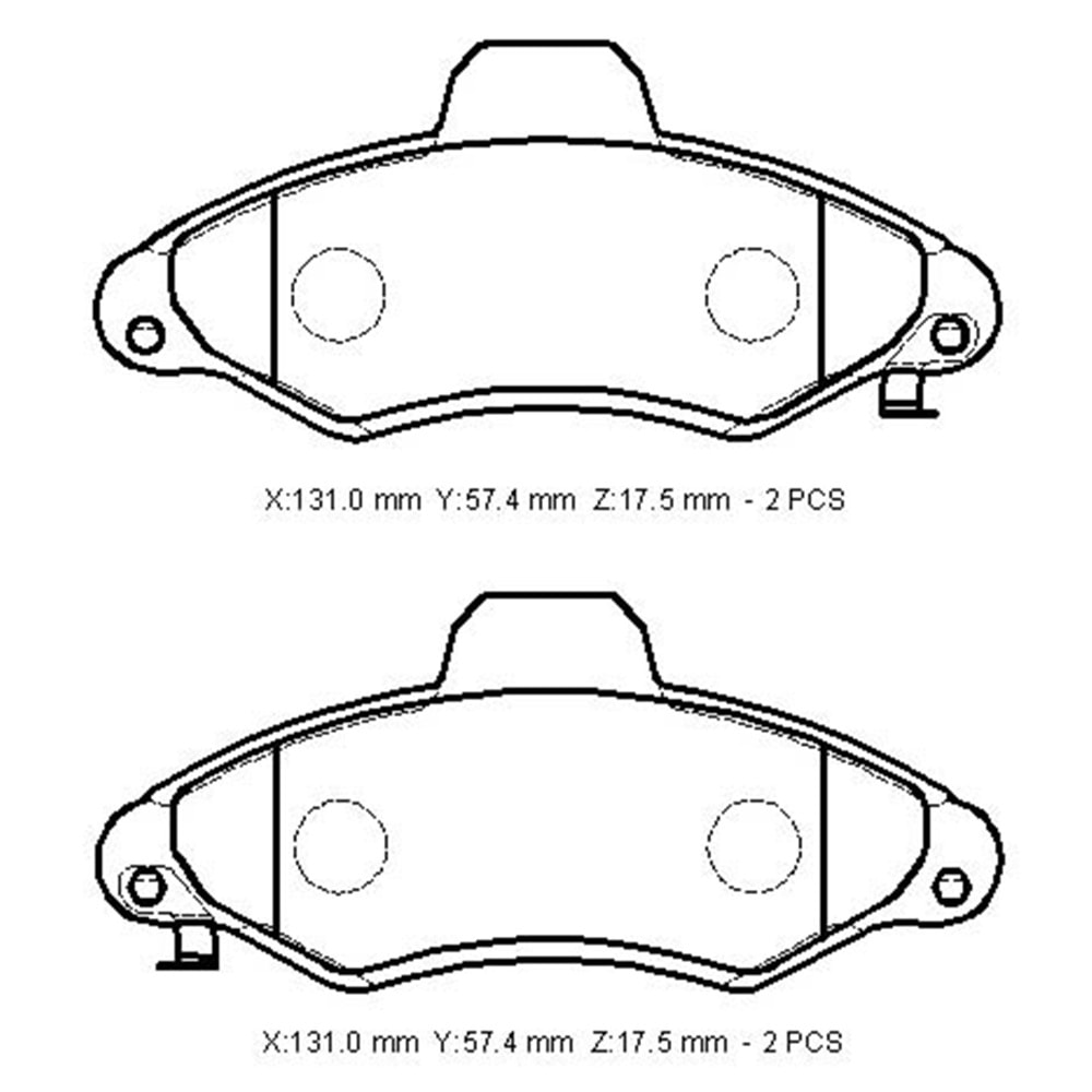 FORD ESCORT- 90/94; ÖN FREN BALATASI (DİSK) (131X57,4X17,5) (BRAMAX)