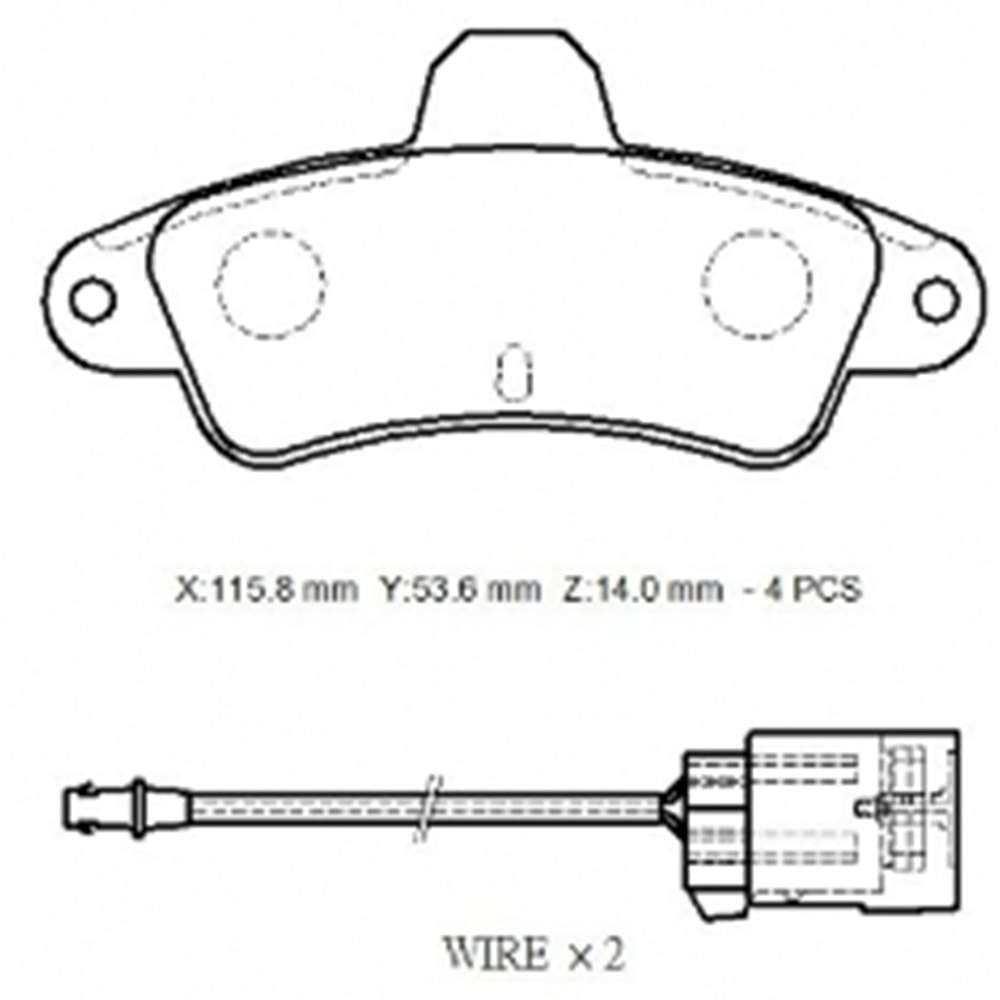 FORD MONDEO- 93/00; ARKA FREN BALATASI (2 KABLOLU)(DİSK) (115.9X53,7X15) (BRAMAX)