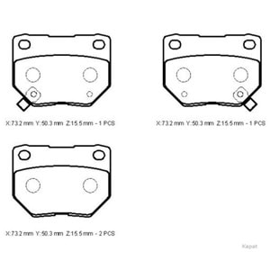 SUBARU IMPREZA- 03/05; ARKA FREN BALATASI (DİSK) (73,2X50,3X15,5)(DAIWA)