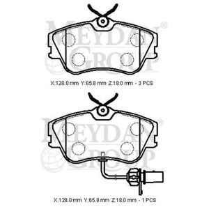 VOLKSWAGEN TRANSPORTER- T4- 96/01; ÖN FREN BALATASI 1,9/2.4/2,5 (1 KABLOLU)(DİSK)128X65,8X18)BRAMAX)