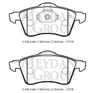 VOLKSWAGEN TRANSPORTER- T4- 02/03; ÖN FREN BALATASI 1,9/2,4/2.5(KABLOSUZ)DİSK)156,4X68,8X19,40)BRAMA