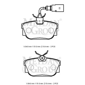 VOLKSWAGEN TRANSPORTER- T4- 02/03; ARKA FREN BALATASI (2 KABLOLU)(DİSK)(94,8X51X15,4)(BRAMAX)