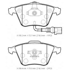 SEAT LEON- 05/12; ÖN FREN BALATASI 2,0TSI (1KABLOLU)(DİSK)(155,2X72,7X19,3/15;6,4X73X19,3)(BRAMAX)