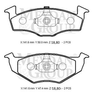 SEAT TOLEDO- 96/98; ÖN FREN BALATASI (DİSK) (141,6X50X18,80/141,6X47,4X18,80) (BRAMAX)