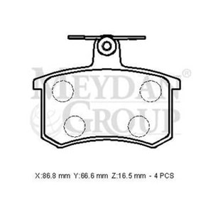 AUDI A4- 95/99; ARKA FREN BALATASI 1,8/1,9/2,0/2,3/2,4/2,6 (KABLOSUZ)(DİSK) (86,8X66,6X16,5)(BRAMAX)