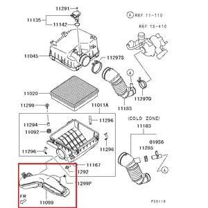 MITSUBISHI L200- PICK UP- 06/15; HAVA FİLTRE KUTUSU ALT GİRİŞ BORUSU (ORİJİNAL)