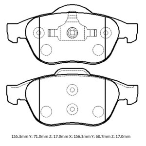 RENAULT SCENIC- 2- 07/09; ÖN FREN BALATASI (KABLOSUZ)(DİSK) (155,3X71X17/156,3X68,7X17) (FMK)