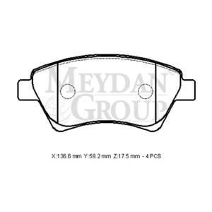 RENAULT SCENIC- 2- 03/07; ÖN FREN BALATASI (KABLOSUZ)(DİSK)(136,6X59,2X17,5)(FMK)