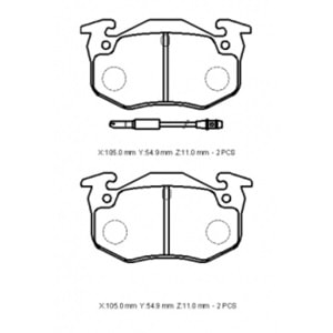 PEUGEOT 306- SD/HB- 93/96; ARKA FREN BALATASI (2 KABLOLU)(DİSK) (105X54,9X11)(BRAMAX)