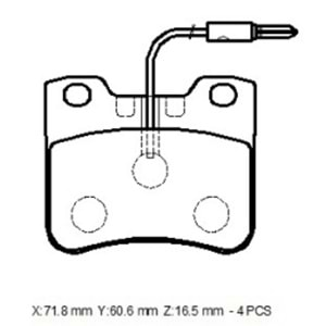 PEUGEOT 106- 97/01; ÖN FREN BALATASI (4 KABLOLU)(DİSK)(71,9X60,6X17) (BRAMAX)