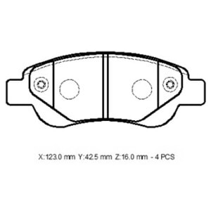 PEUGEOT 107- 06/14; ÖN FREN BALATASI (DİSK)(123X42,7X16)(BRAMAX)