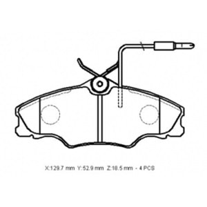 PEUGEOT 406- 95/04; ÖN FREN BALATASI (4 KABLOLU) (DİSK)(129,7X52,9X18,5)(BRAMAX)