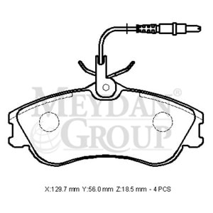 PEUGEOT PARTNER- 03/09; ÖN FREN BALATASI (4 KABLOLU)(DİSK) (129,7X56X18,5) (BRAMAX)