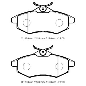 CITROEN C3- 03/09; ÖN FREN BALATASI 1,1/1,4/1,4HDI (KABLOSUZ)(DİSK) (123X53X19) (BRAMAX)