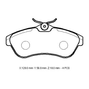 CITROEN C2- 04/09; ÖN FREN BALATASI 1,4/1,4HDI/1,6 (KABLOSUZ)(DİSK) (129X56X18) (BRAMAX)