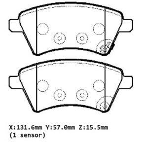 FIAT SEDICI- 07/08; ÖN FREN BALATASI 1,6/1,9/2,0 (KABLOSUZ)(DİSK) (131,6X57X15,5)(BRAMAX)