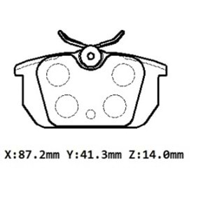 FIAT UNO- 93/01; ARKA FREN BALATASI 1,1/1.4/1,4İE (KABLOSUZ)(DİSK) (87.2X44.5X14) (BRAMAX)